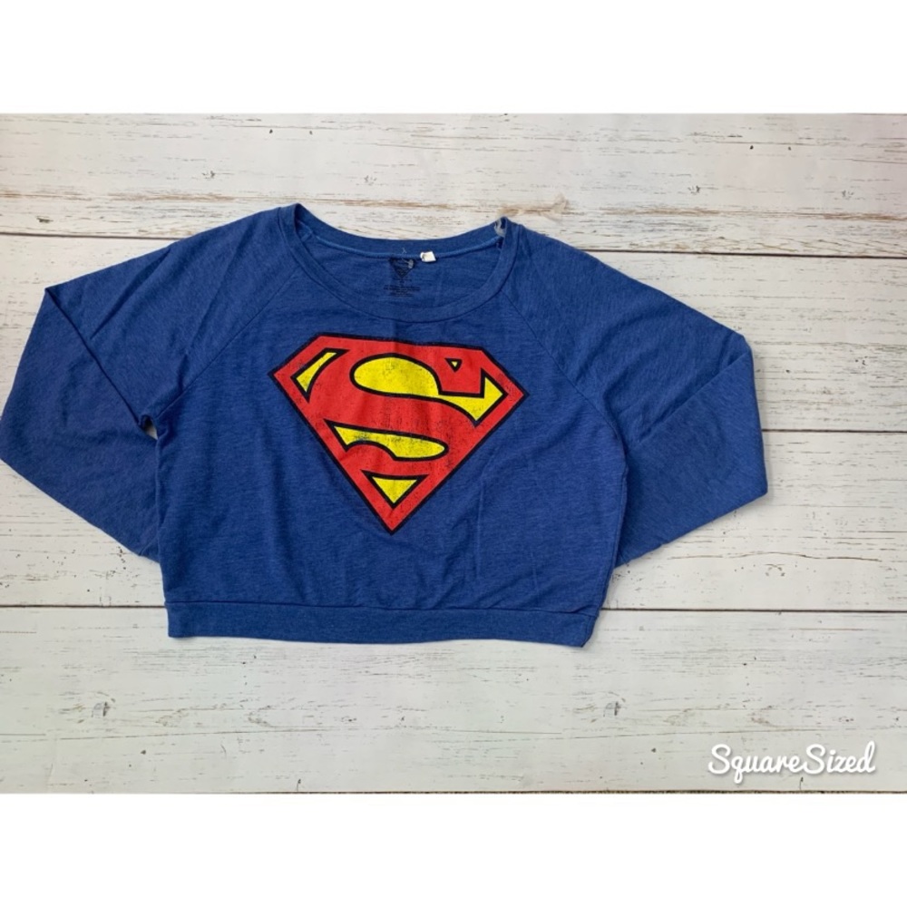 Distressed Superman crop sweater